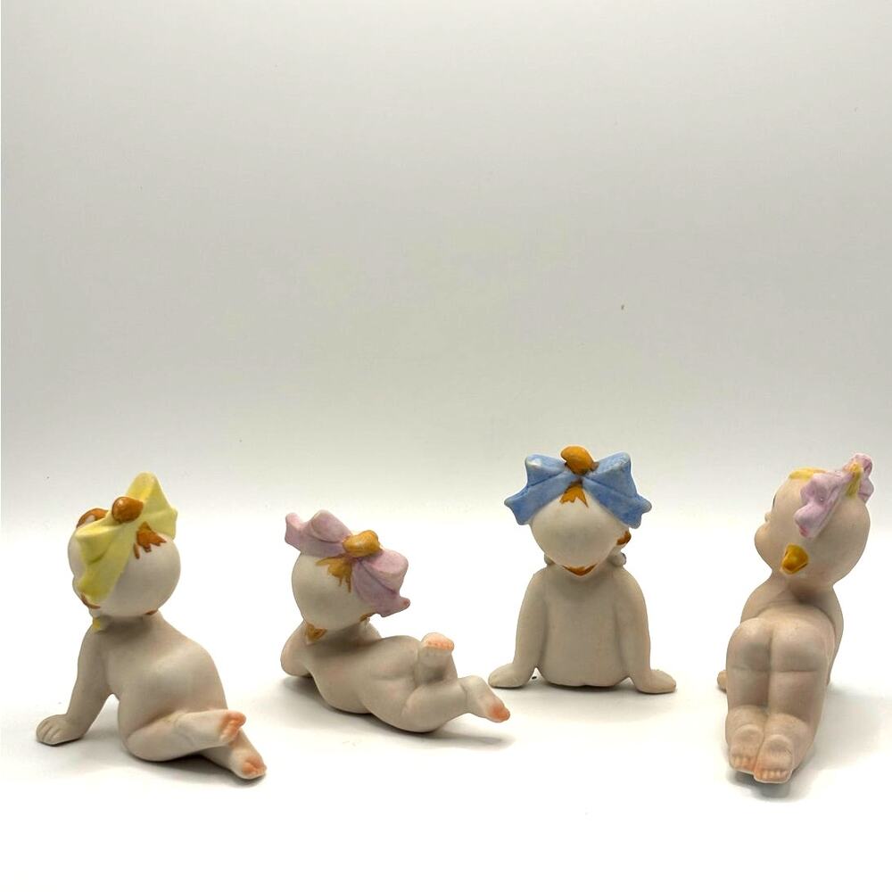 Vintage 1950's Lot of 4 Lefton Kewpie Baby Style Bisque Porcelain figurines - Picture 2 of 9
